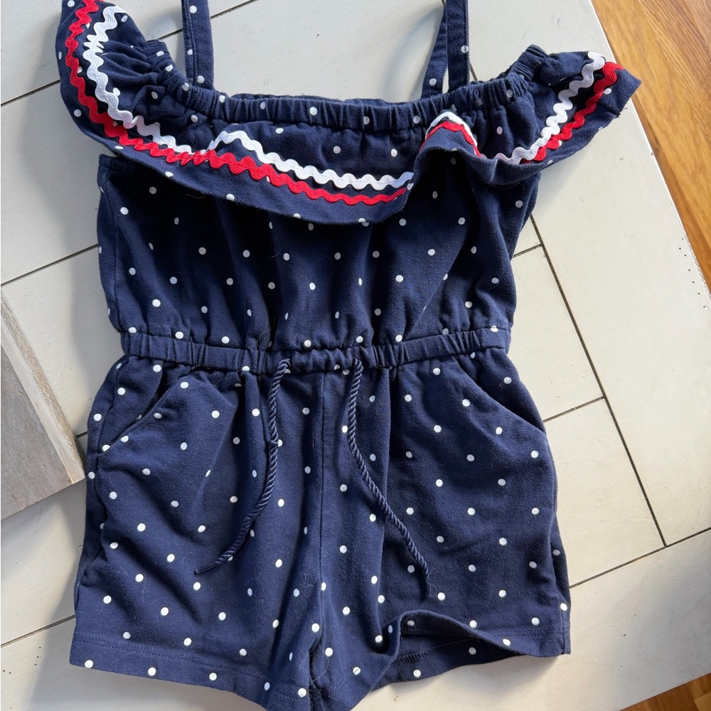 Janie and Jack Toddler Girls' Romper with Red Trim